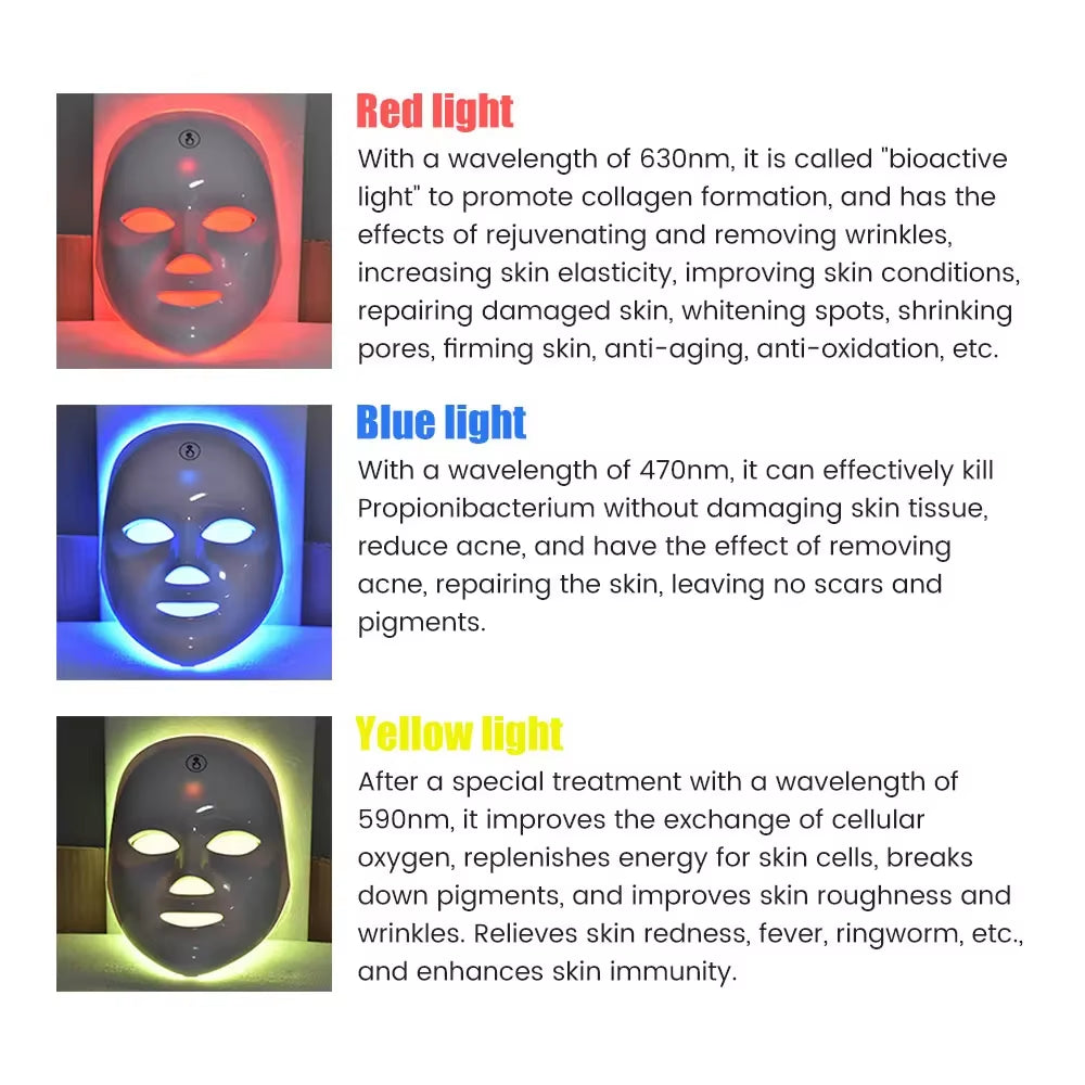 LED Facial Mask | Red Light Therapy Skin Rejuvenation | anti Acne Wrinkle Removal Skin Care Mask.