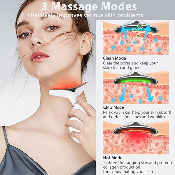 LED Neck and Face Massager for Skin Rejuvenation and Sculpting - Facial Lifting Beauty Device