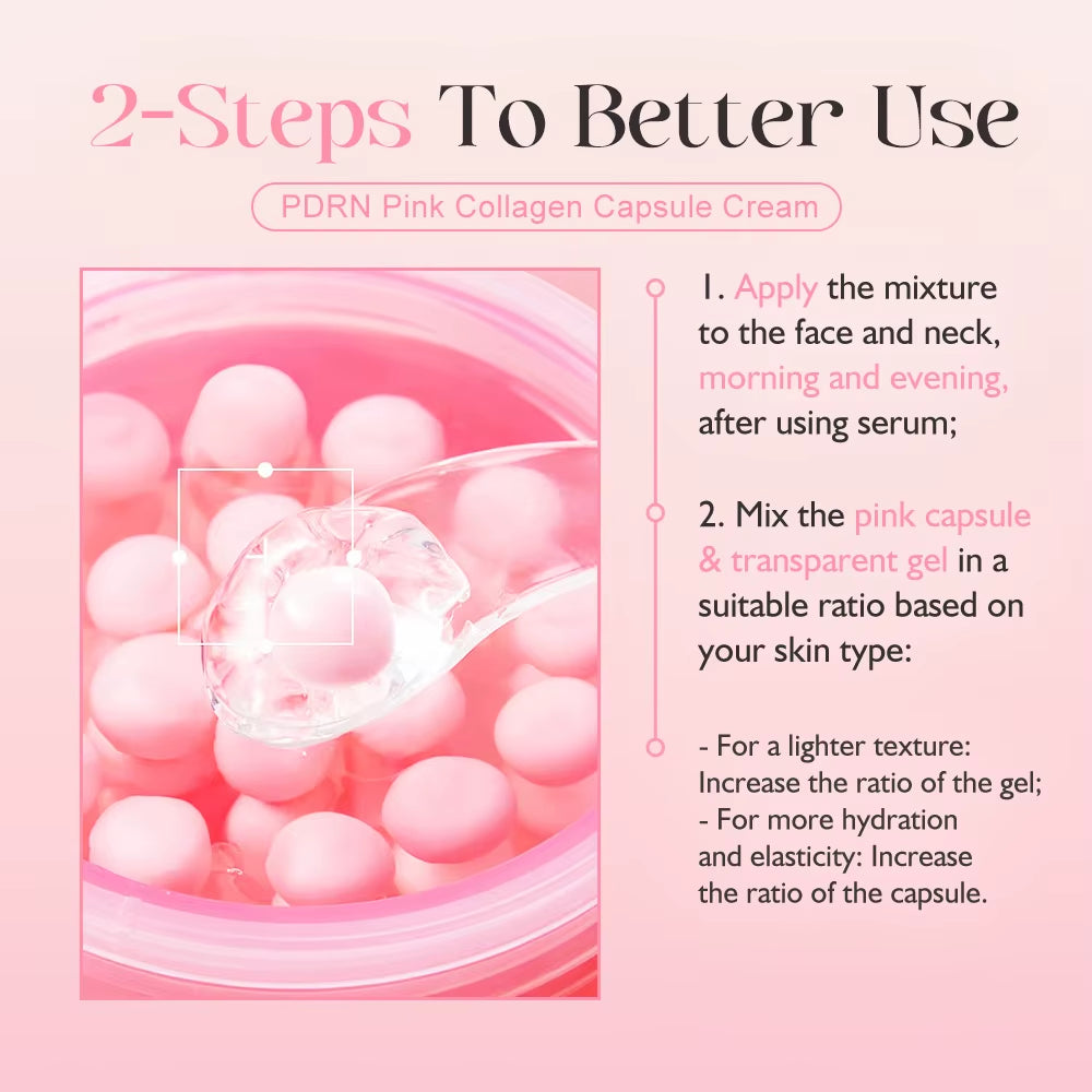  Pink Collagen Capsule Cream┃Anti-Wrinkle┃Hydrating┃Glowing┃Increase Elasticity 5%┃Niacinamide Hydrolyzed Collagen.