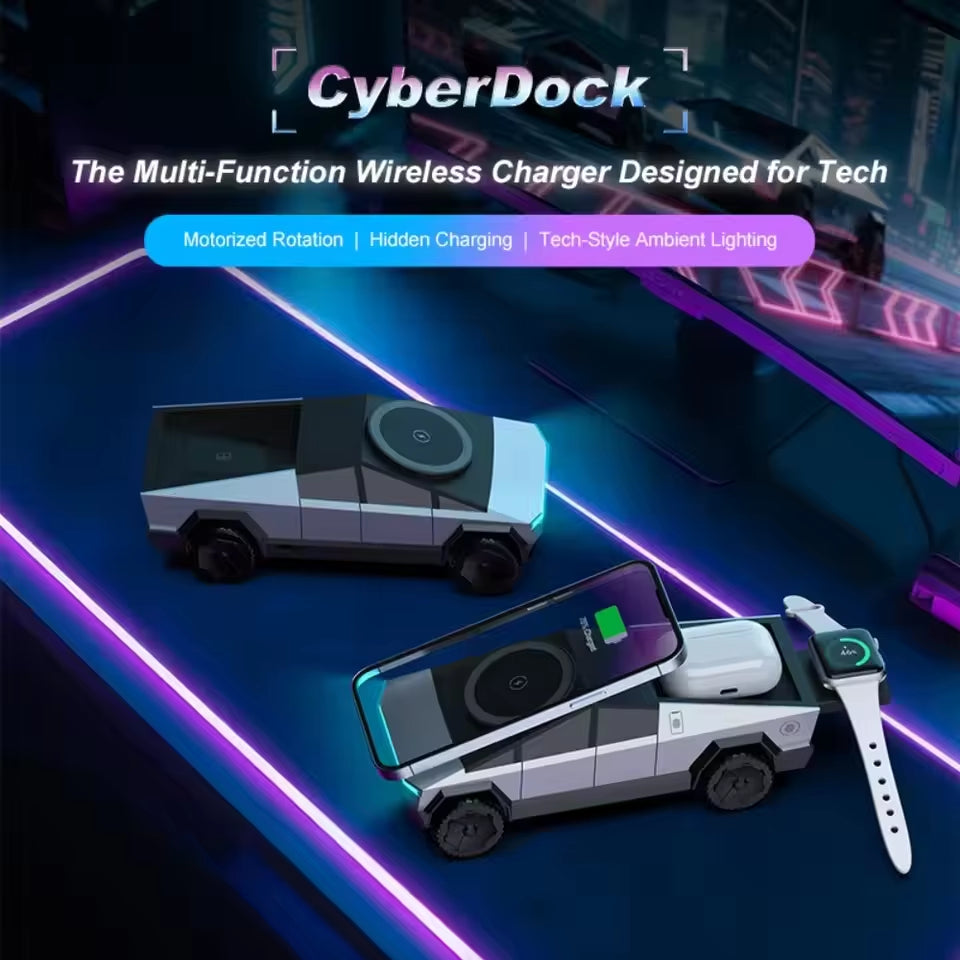 Cyberdock 3 in 1 Wireless Charging Station for Iphone16 15 14 Pro Max, Airpods, Iwatch
