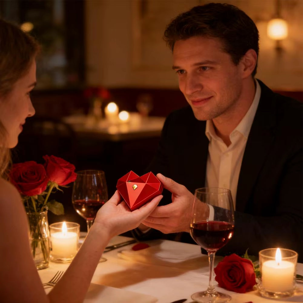 Valentine's Day Heart-Shaped Auto Pop-Up Ring Box