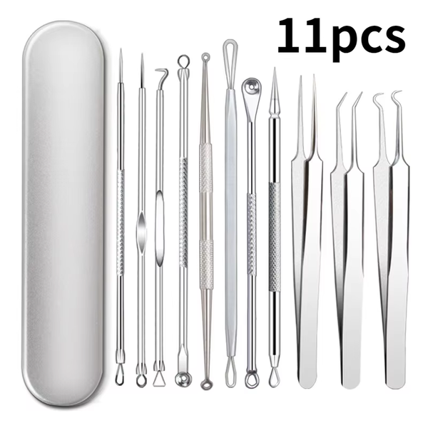Professional Blackhead & Acne Extraction Tool Kit – Stainless Steel Pore Cleaner Needles for Deep Facial Cleansing (4/6/8/11 PCS Set)