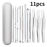 Professional Blackhead & Acne Extraction Tool Kit – Stainless Steel Pore Cleaner Needles for Deep Facial Cleansing (4/6/8/11 PCS Set)
