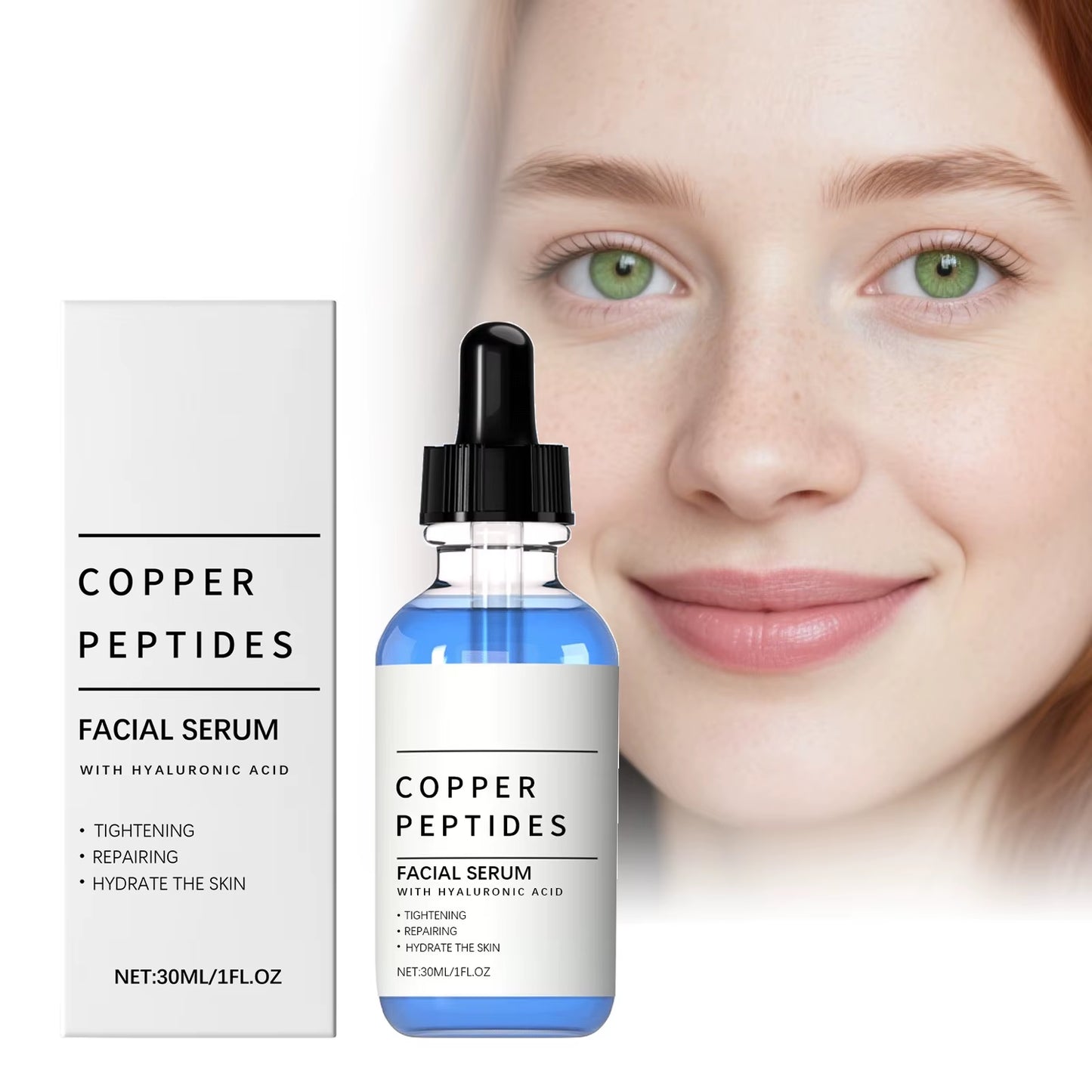 HydraFusion™ Copper Peptide & Hyaluronic Acid Serum – Deep Hydration, Brightening & Skin Repair
