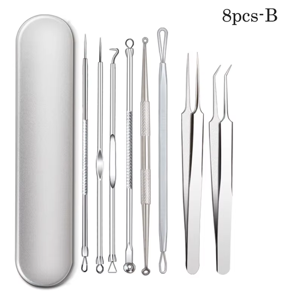 Professional Blackhead & Acne Extraction Tool Kit – Stainless Steel Pore Cleaner Needles for Deep Facial Cleansing (4/6/8/11 PCS Set)