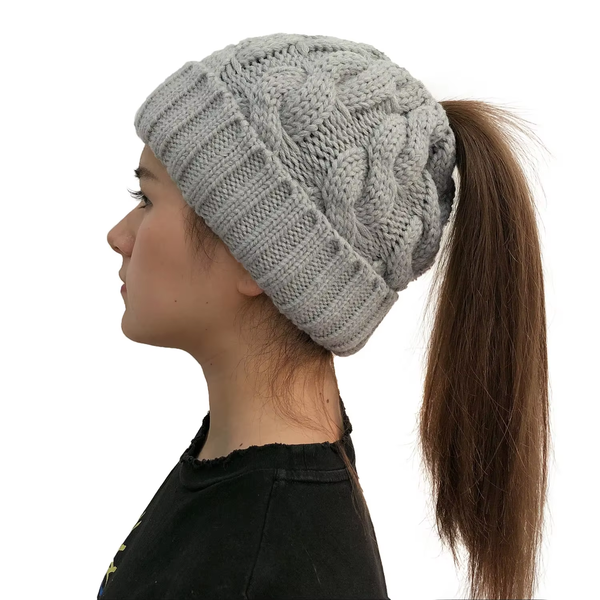 Womens Winter Knitted Beanie | Ponytail Beanie | Warm Wool Beanie Hats