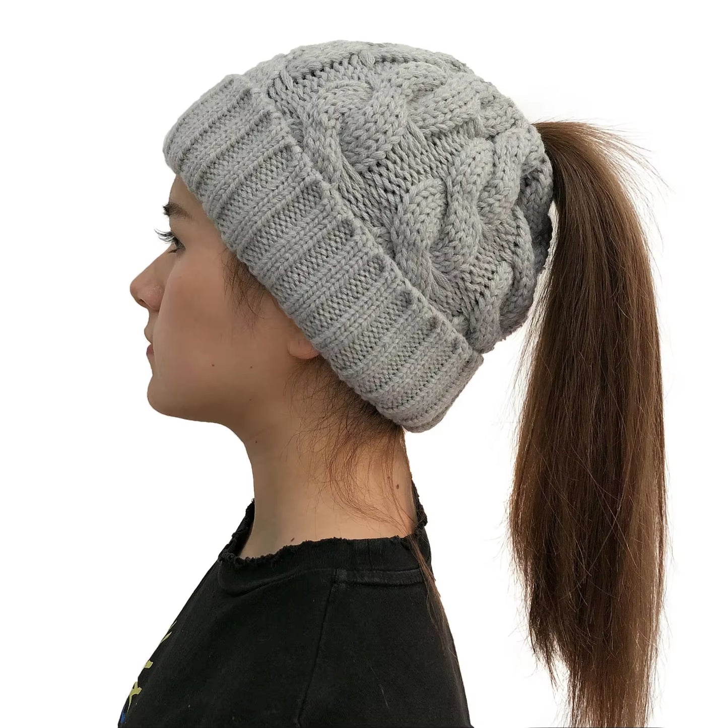 Womens Winter Knitted Beanie | Ponytail Beanie | Warm Wool Beanie Hats