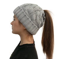 Womens Winter Knitted Beanie | Ponytail Beanie | Warm Wool Beanie Hats