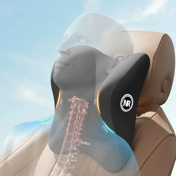 DriveComfort™ Universal Memory Foam Car Headrest & Lumbar Support Pillow – Back Pain Relief Cushion