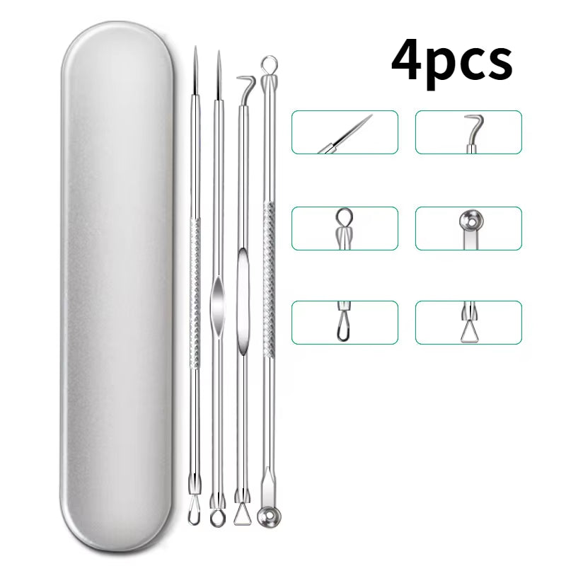Professional Blackhead & Acne Extraction Tool Kit – Stainless Steel Pore Cleaner Needles for Deep Facial Cleansing (4/6/8/11 PCS Set)