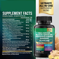 Organic SHILAJIT Ashwagandha Capsules┃8 in 1 Sea Moss Capsule with Black Seed Oil.