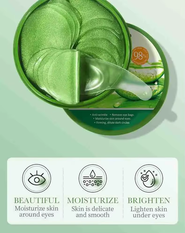 AloeGlow™ Collagen Eye Patches – 60pcs Hydrating Under-Eye Masks for Puffiness & Dark Circle Care