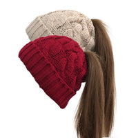 Womens Winter Knitted Beanie | Ponytail Beanie | Warm Wool Beanie Hats