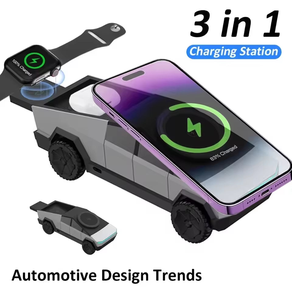 Cyberdock 3 in 1 Wireless Charging Station for Iphone16 15 14 Pro Max, Airpods, Iwatch