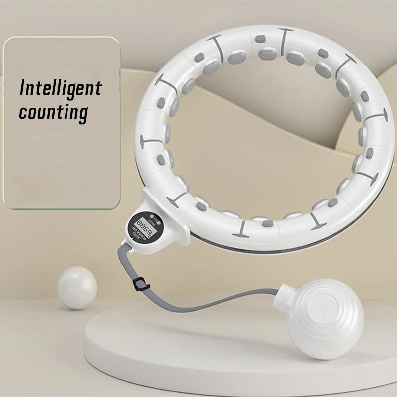 HoopSculpt Pro™ Smart Weighted Fitness Hoop – Adjustable Workout Hoop with Counter & Massage Rollers