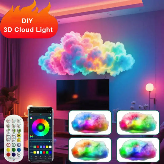 3D Cloud LED Light┃Music Sync┃Multicolor RGBIC LED Strip Lights┃Remote & App Control┃