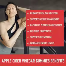 Apple Cider Vinegar Gummies Supplement┃Apple Flavor Non-Gmo Gluten Free Gummies┃Boost Metabolism & Body Shaping
