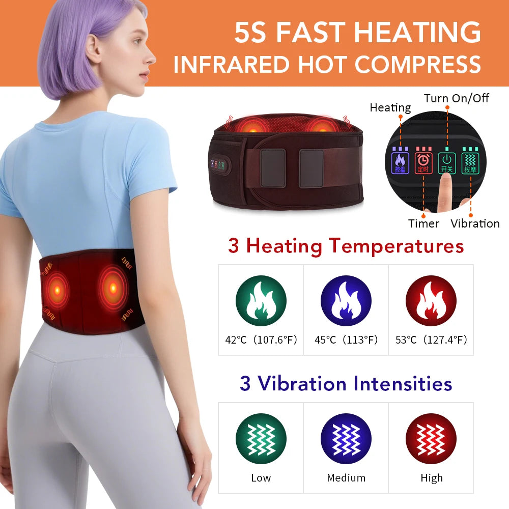ThermaCore™ Red Light Therapy Heating Waist Massager & Lumbar Support Belt
