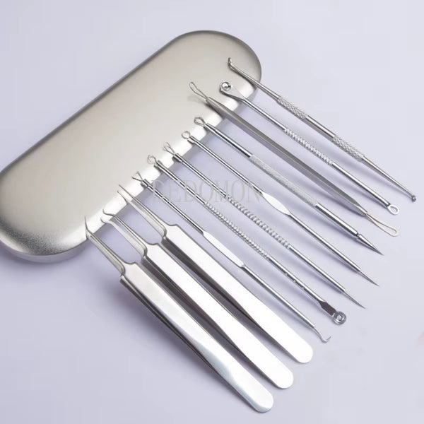 Professional Blackhead & Acne Extraction Tool Kit – Stainless Steel Pore Cleaner Needles for Deep Facial Cleansing (4/6/8/11 PCS Set)