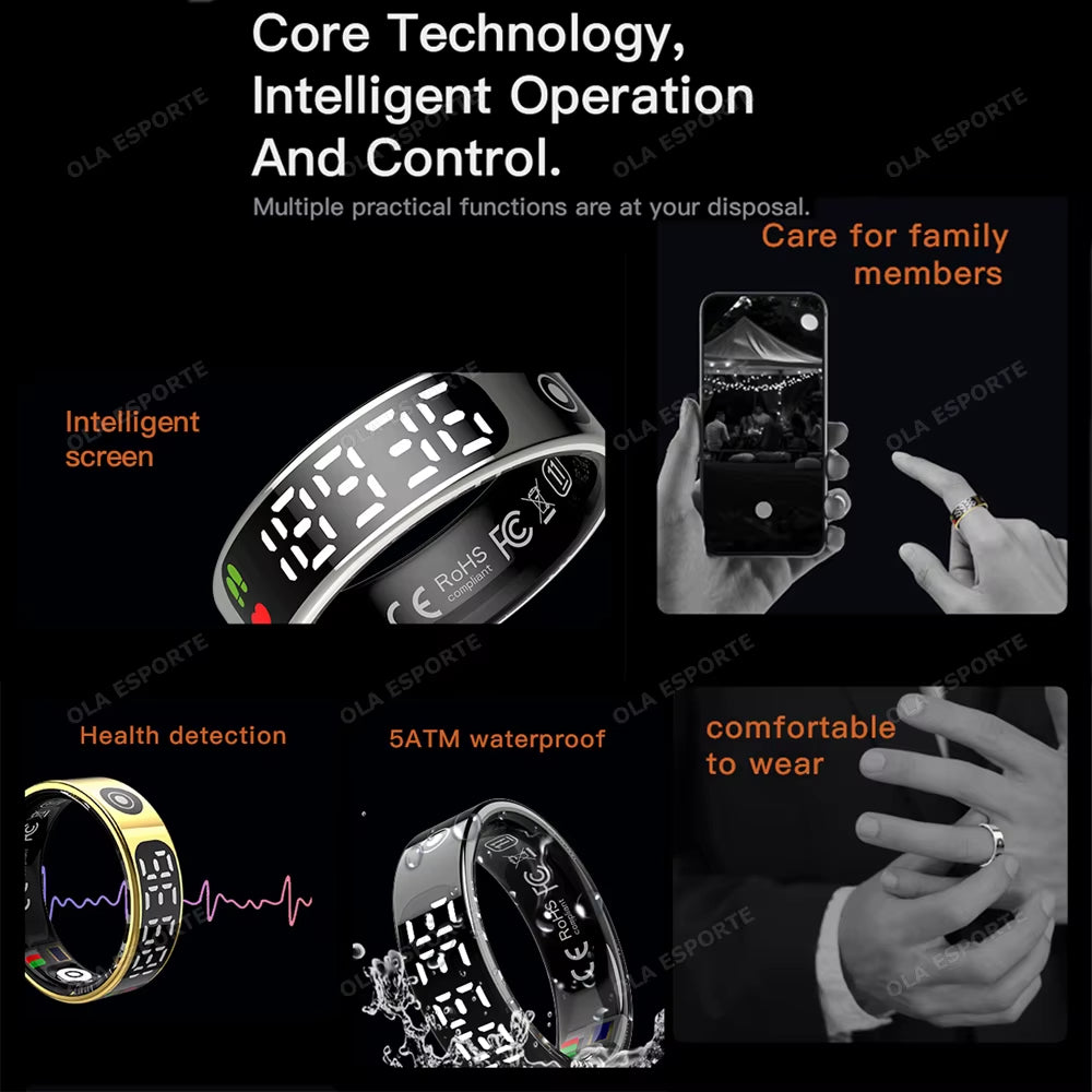 Smart Ring with Display Screen and Touch - Health Manager