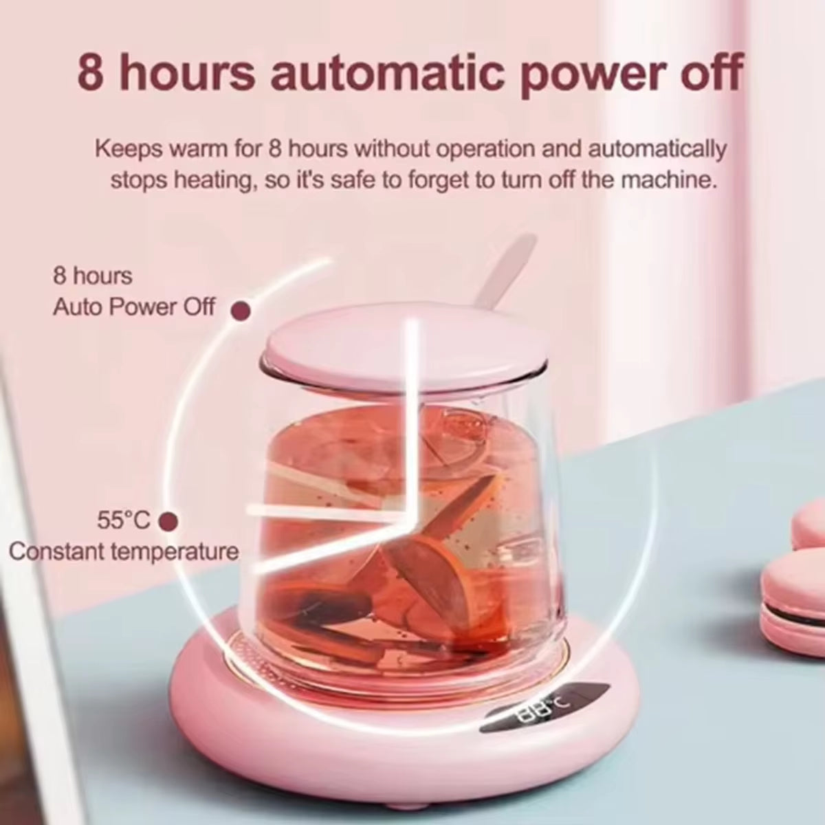 Thermostatic Heating Coaster│USB Home Heating Coaster│3-Speed Adjustment Heating│55 Degrees│