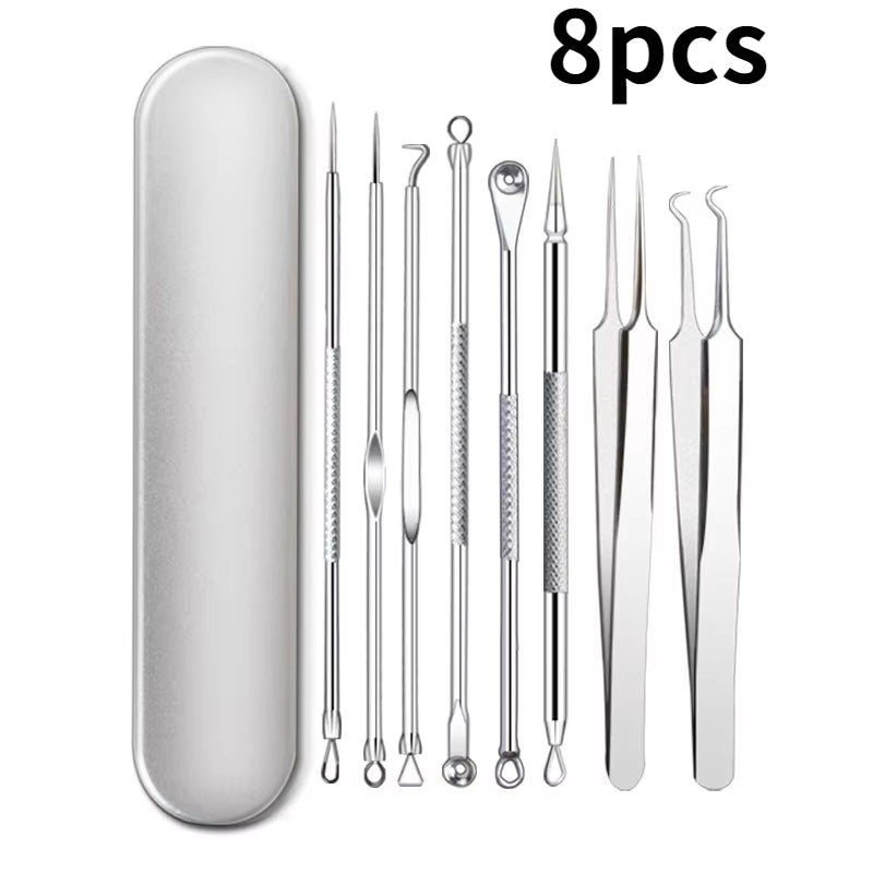 Professional Blackhead & Acne Extraction Tool Kit – Stainless Steel Pore Cleaner Needles for Deep Facial Cleansing (4/6/8/11 PCS Set)
