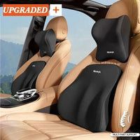 DriveComfort™ Universal Memory Foam Car Headrest & Lumbar Support Pillow – Back Pain Relief Cushion