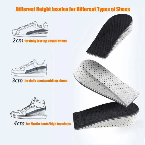 ElevaStep™ Memory Foam Height Increase Insoles – Breathable Shock-Absorbing Shoe Inserts (2–4cm)