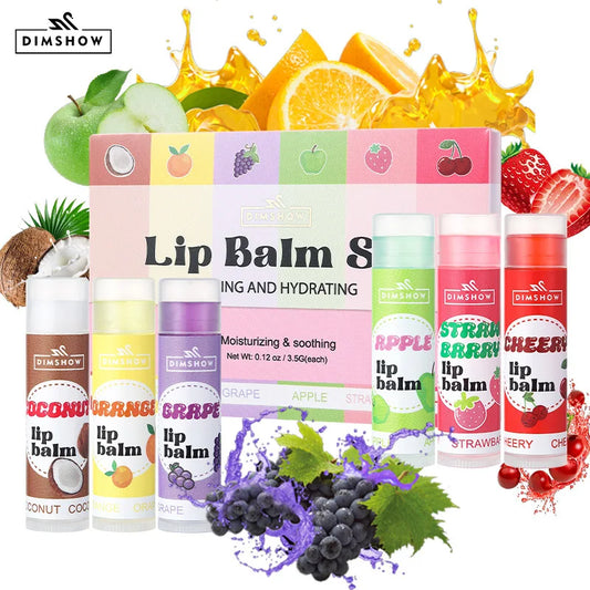 LushLips™ Fruit Lip Care Set – 6 Flavors Hydrating Balm & Overnight Lip Mask