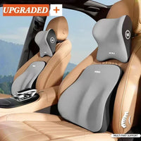DriveComfort™ Universal Memory Foam Car Headrest & Lumbar Support Pillow – Back Pain Relief Cushion