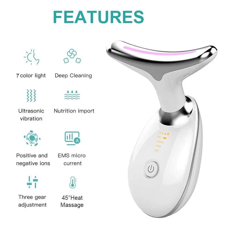 LED Neck and Face Massager for Skin Rejuvenation and Sculpting - Facial Lifting Beauty Device