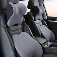 DriveComfort™ Universal Memory Foam Car Headrest & Lumbar Support Pillow – Back Pain Relief Cushion