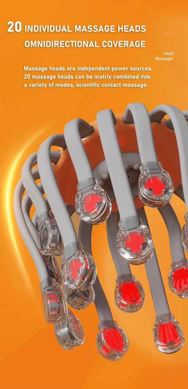 NeuroScalp™ Red Light Therapy Head Massager – 20 Mode Relaxation System