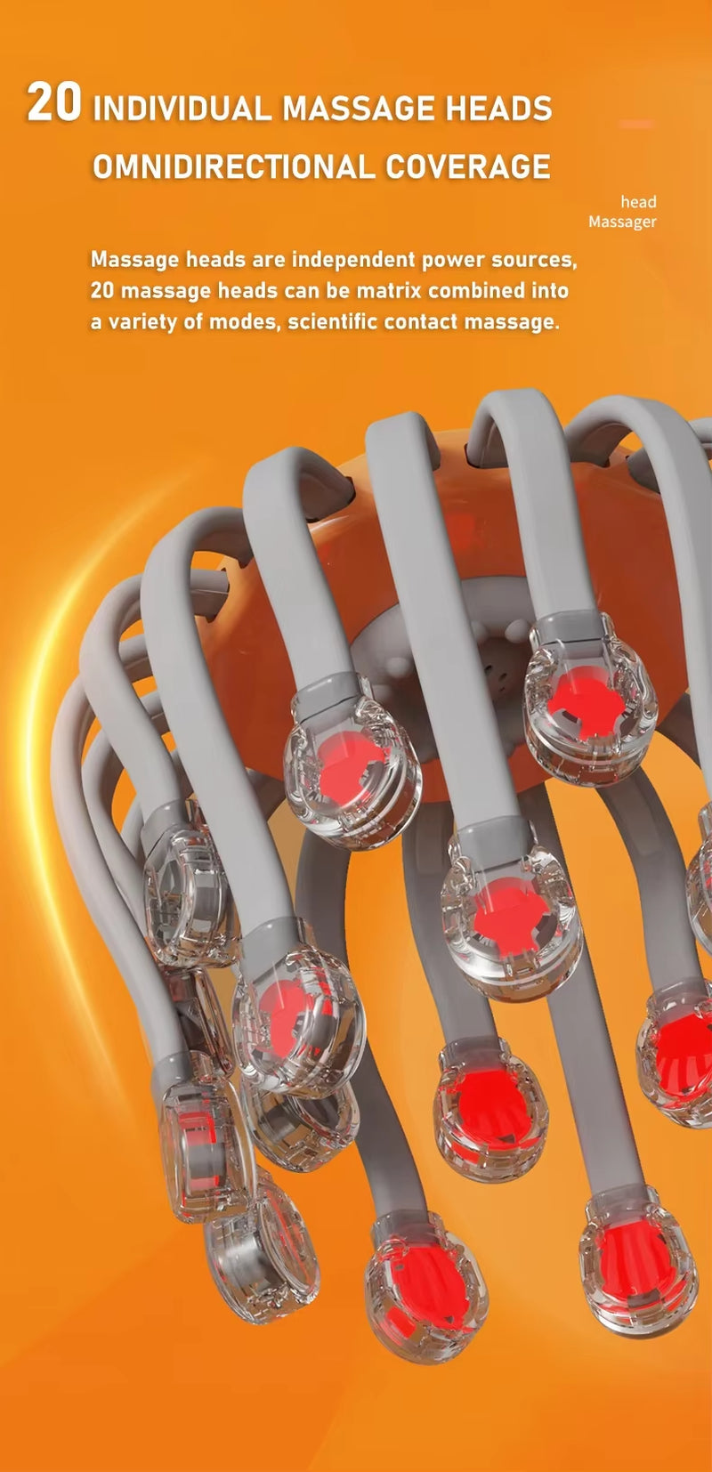 NeuroScalp™ Red Light Therapy Head Massager – 20 Mode Relaxation System