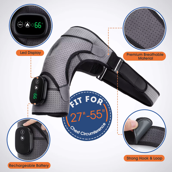 ShoulderRx™ Heated Shoulder Brace – Vibration Massage & Compression Support for Recovery