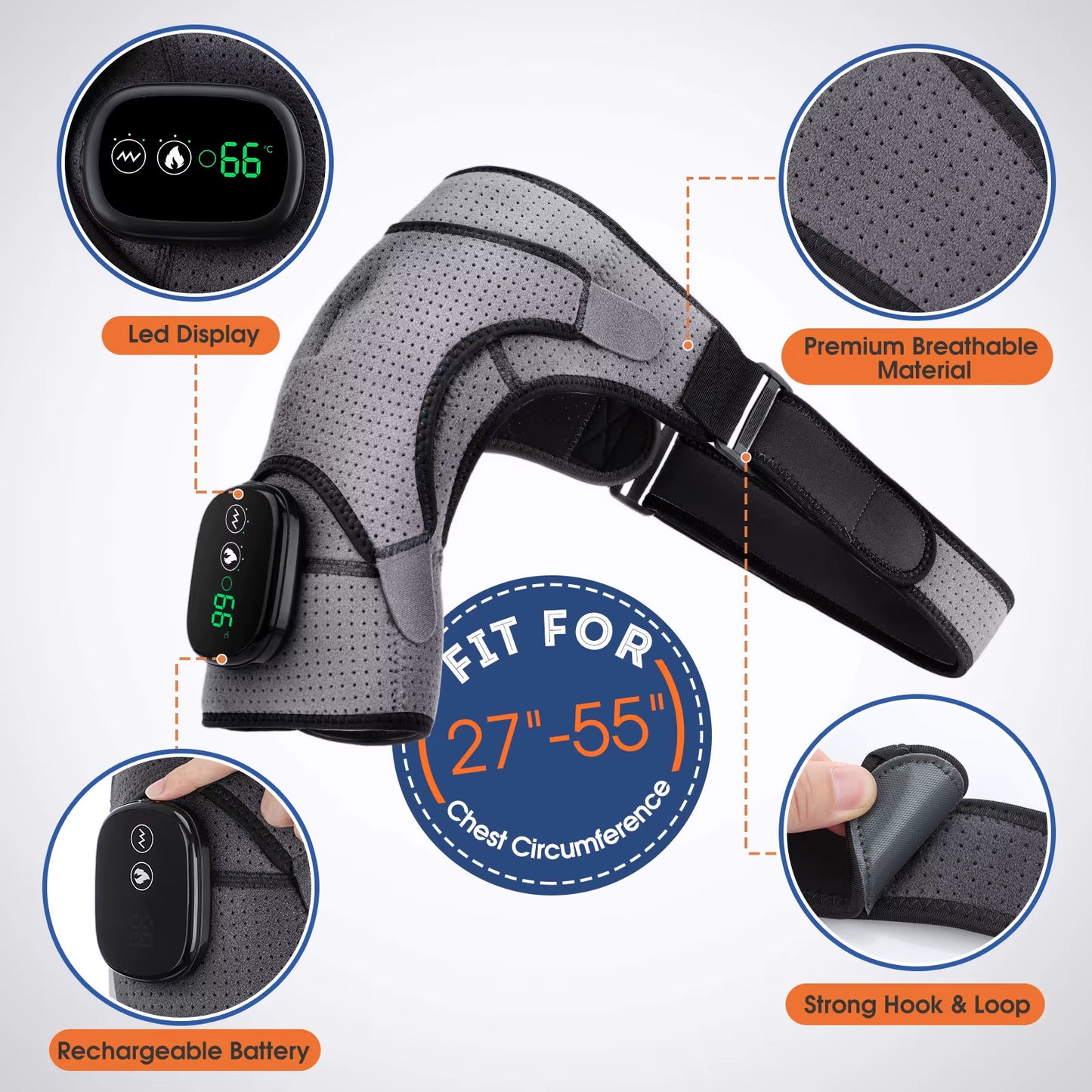 ShoulderRx™ Heated Shoulder Brace – Vibration Massage & Compression Support for Recovery
