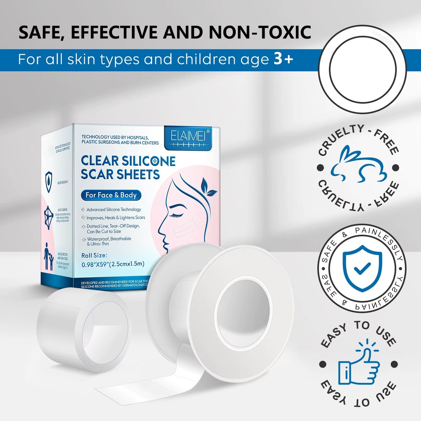 ScarSmooth™ Silicone Scar Repair Tape – Reusable Self-Adhesive Scar Treatment Roll