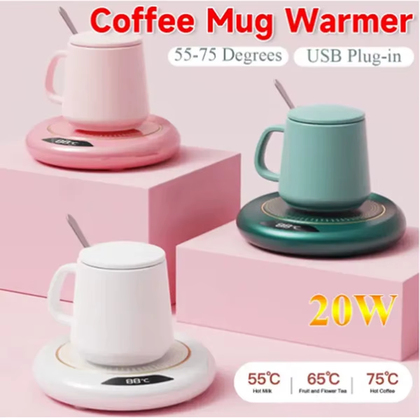 Thermostatic Heating Coaster│USB Home Heating Coaster│3-Speed Adjustment Heating│55 Degrees│