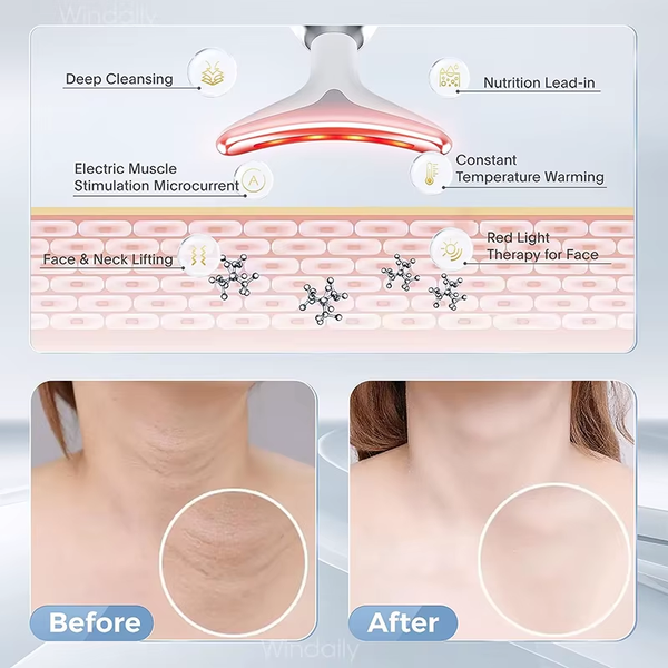 LED Neck and Face Massager for Skin Rejuvenation and Sculpting - Facial Lifting Beauty Device