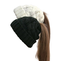Womens Winter Knitted Beanie | Ponytail Beanie | Warm Wool Beanie Hats