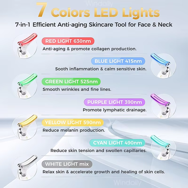 LED Neck and Face Massager for Skin Rejuvenation and Sculpting - Facial Lifting Beauty Device