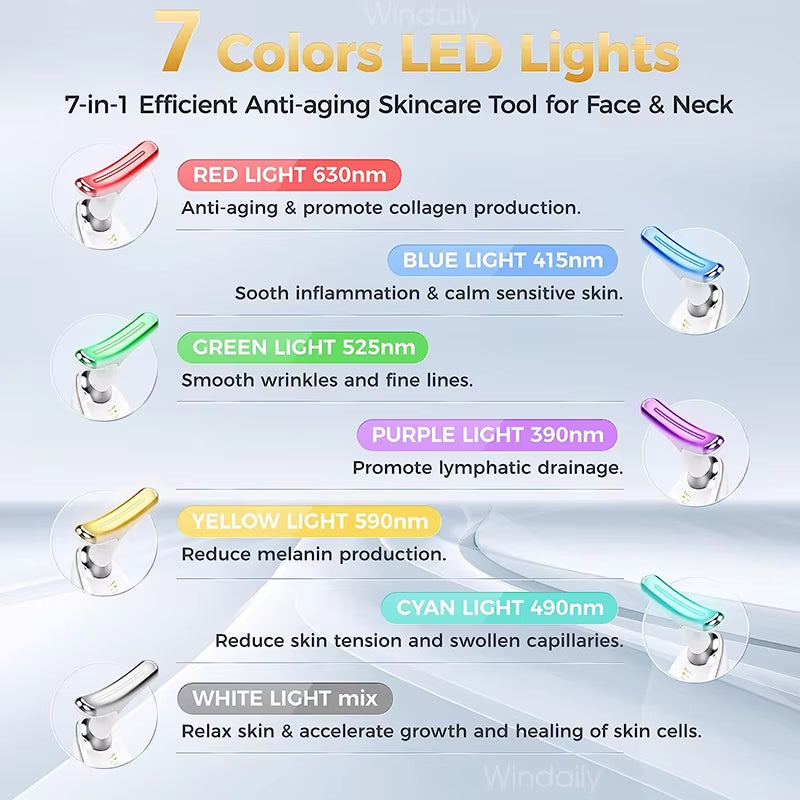 LED Neck and Face Massager for Skin Rejuvenation and Sculpting - Facial Lifting Beauty Device